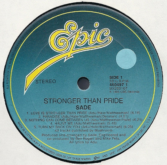 Sade – Stronger Than Pride LP vinyl record, image 3 of 6