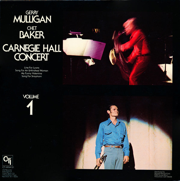 Gerry Mulligan, Chet Baker – Carnegie Hall Concert Volume 1 LP vinyl record, image 2 of 4