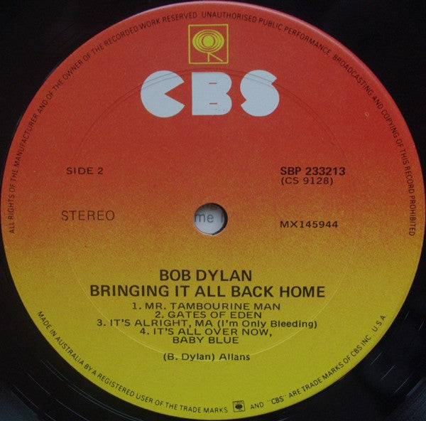 Bob Dylan – Bringing It All Back Home LP vinyl record, image 4 of 4