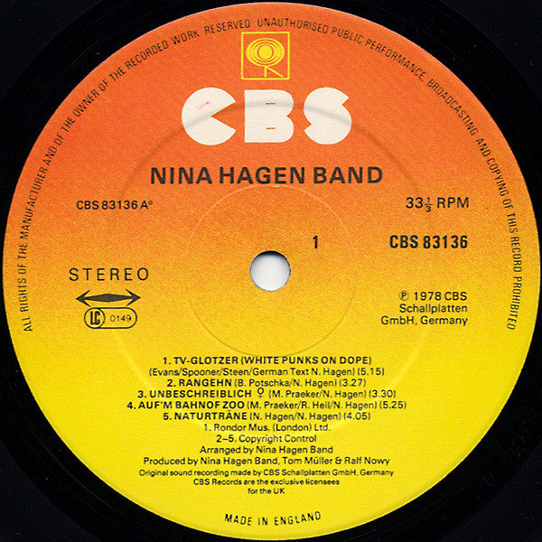 Nina Hagen Band – Nina Hagen Band LP vinyl record, image 3 of 4