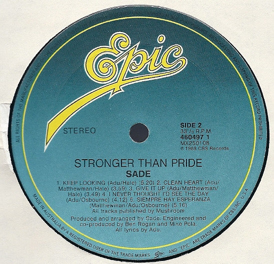 Sade – Stronger Than Pride LP vinyl record, image 4 of 6