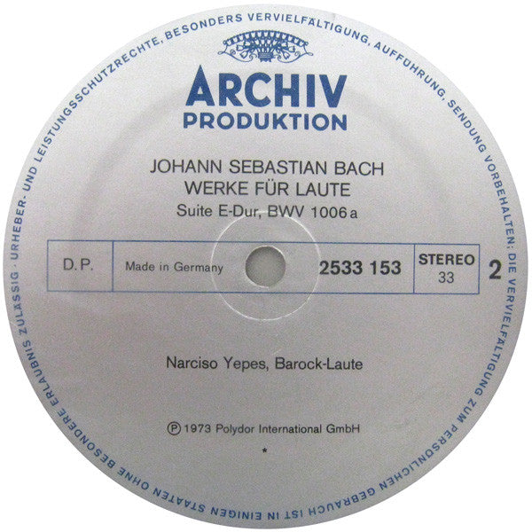 Johann Sebastian Bach, Narciso Yepes – Werke Für Laute = Works for Lute = Œuvres Pour Luth (Gesamtaufnahme = Complete Recordings = Intégrale) (2xLP) LP vinyl record, image 9 of 9