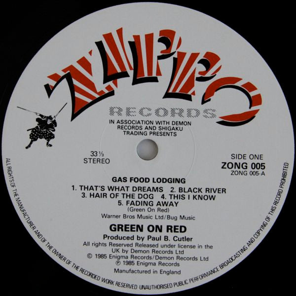 Green On Red – Gas Food Lodging LP vinyl record, image 3 of 4