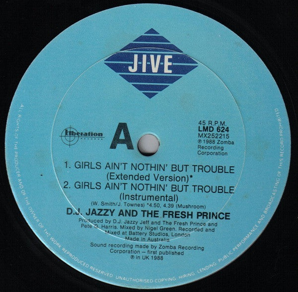 DJ Jazzy Jeff & The Fresh Prince – Girls Ain't Nothing But Trouble / Brand New Funk 12" vinyl record, image 3 of 4