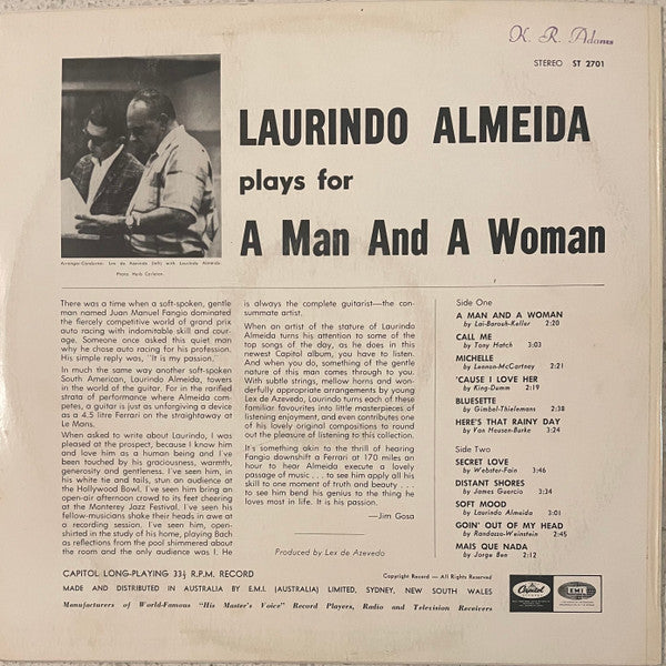 Laurindo Almeida – A Man And A Woman LP vinyl record, image 2 of 4