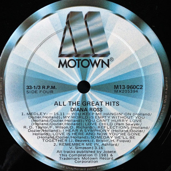 Diana Ross – All The Great Hits (2xLP) LP vinyl record, image 8 of 8