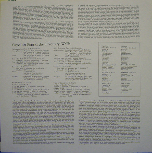 Jacob Obrecht, Domenico Zipoli, Louis-Nicolas Clérambault, Louis-Claude Daquin, Siegfried Hildenbrand – Historische Orgeln Der Burgkirche Valeria In Sion • Pfarrkirche In Vouvry = The Historic Swiss Organs Of Sion And Vouvry LP vinyl record, image 4 of 6