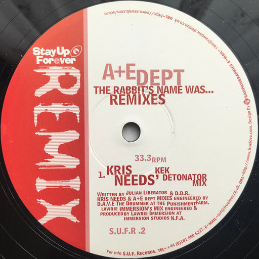 A+E Dept – The Rabbit's Name Was... Remixes 12" vinyl record, image 1 of 4