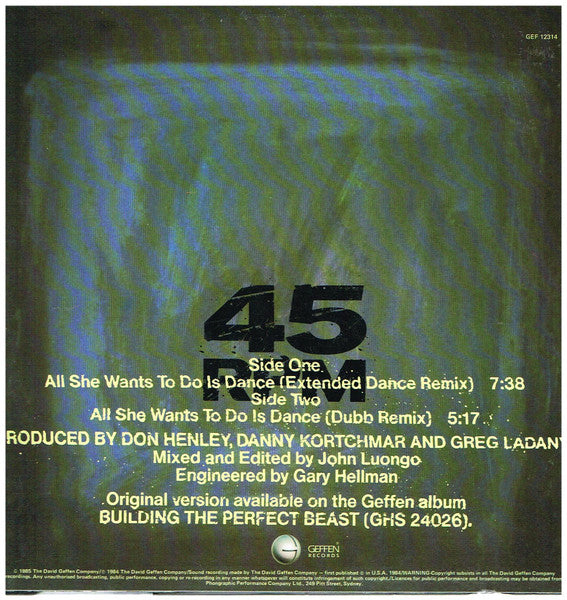 Don Henley – All She Wants To Do Is Dance 12" vinyl record, image 2 of 4