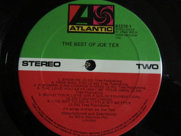 Joe Tex – The Best Of Joe Tex LP vinyl record, image 4 of 4
