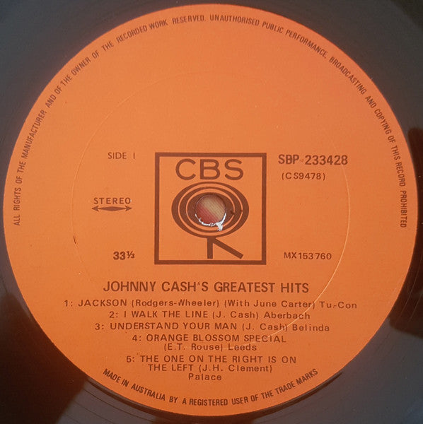 Johnny Cash – Greatest Hits Volume 1 LP vinyl record, image 3 of 4