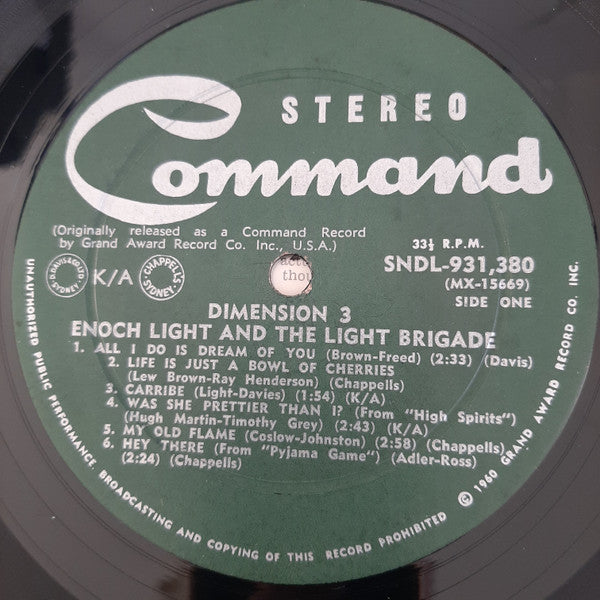 Enoch Light And The Light Brigade – Dimension •3• LP vinyl record, image 3 of 4