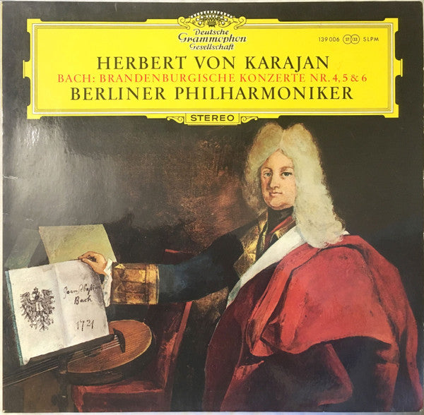 Johann Sebastian Bach, Herbert Von Karajan, Berliner Philharmoniker – Brandenburgische Konzerte Nr. 4, 5 & 6 LP vinyl record, image 1 of 7
