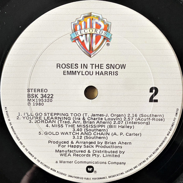Emmylou Harris – Roses In The Snow LP vinyl record, image 9 of 10