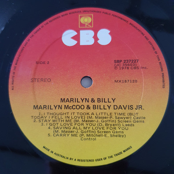 Marilyn McCoo & Billy Davis Jr. – Marilyn & Billy LP vinyl record, image 6 of 6