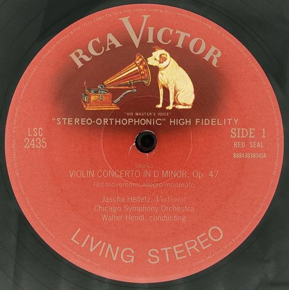 Jean Sibelius, Jascha Heifetz, Walter Hendl, Chicago Symphony Orchestra – Violin Concerto In D Minor, Op. 47 LP vinyl record, image 3 of 4