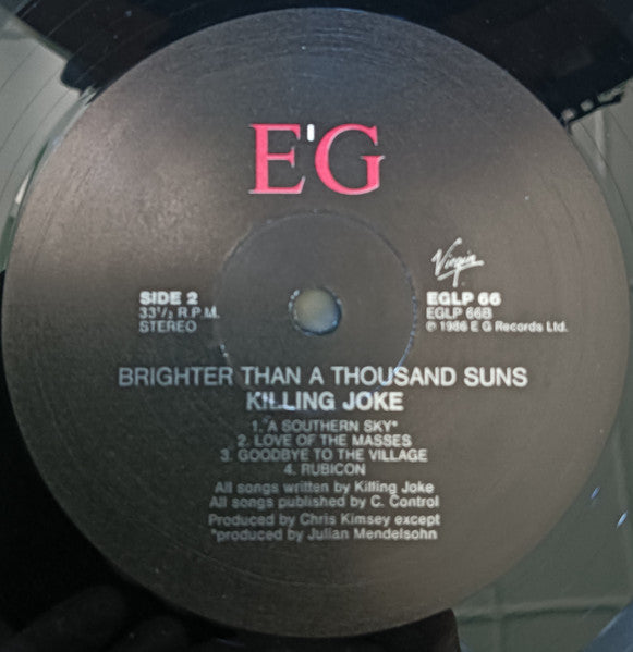 Killing Joke – Brighter Than A Thousand Suns LP vinyl record, image 2 of 3