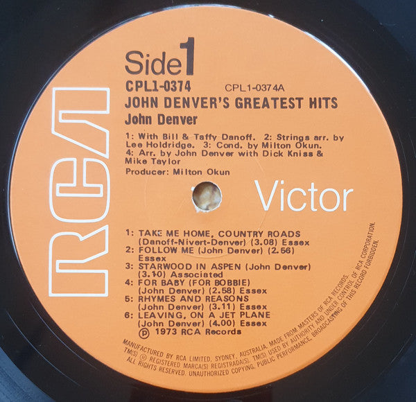John Denver – John Denver's Greatest Hits LP vinyl record, image 3 of 8