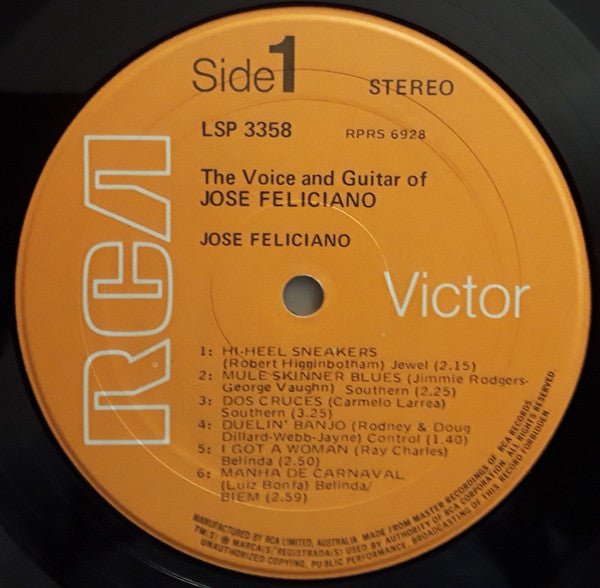 José Feliciano – The Voice and Guitar of José Feliciano LP vinyl record, image 4 of 4