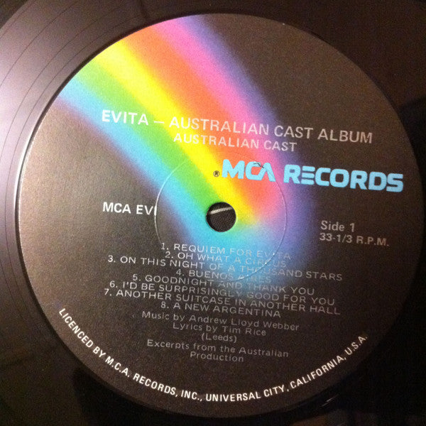 Andrew Lloyd Webber, Tim Rice – Evita Premiere Australian Cast Recording (Excerpts From The Australian Production) LP vinyl record, image 6 of 7