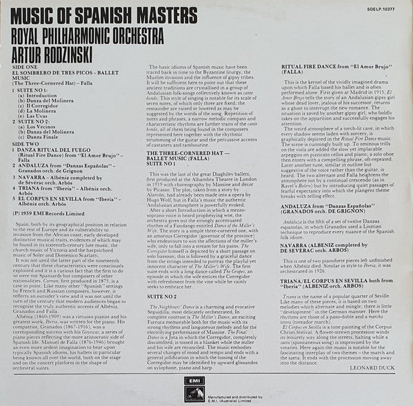 Artur Rodzinski, Royal Philharmonic Orchestra – Music Of Spanish Masters LP vinyl record, image 2 of 4