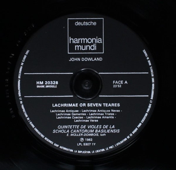 John Dowland, Viola-da-Gamba-Quintett Der Schola Cantorum Basiliensis – Lachrimae Or Seaven Teares LP vinyl record, image 3 of 4