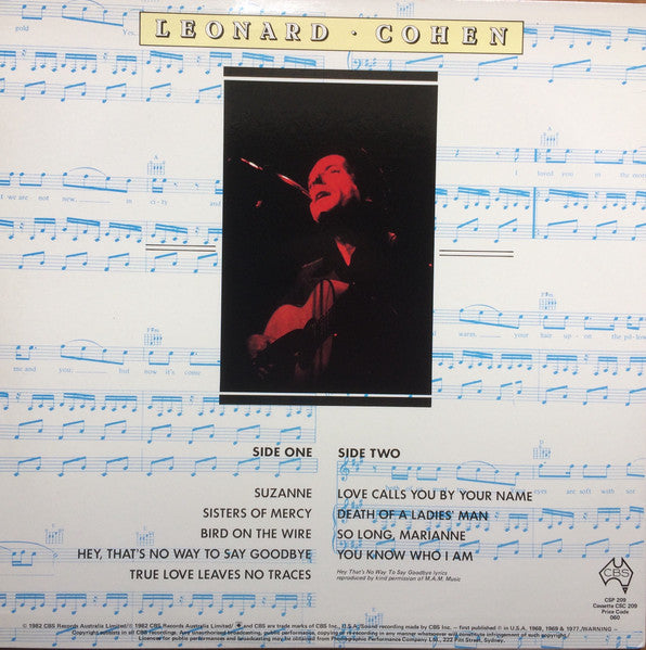Leonard Cohen – A Selection Of Songs LP vinyl record, image 3 of 5