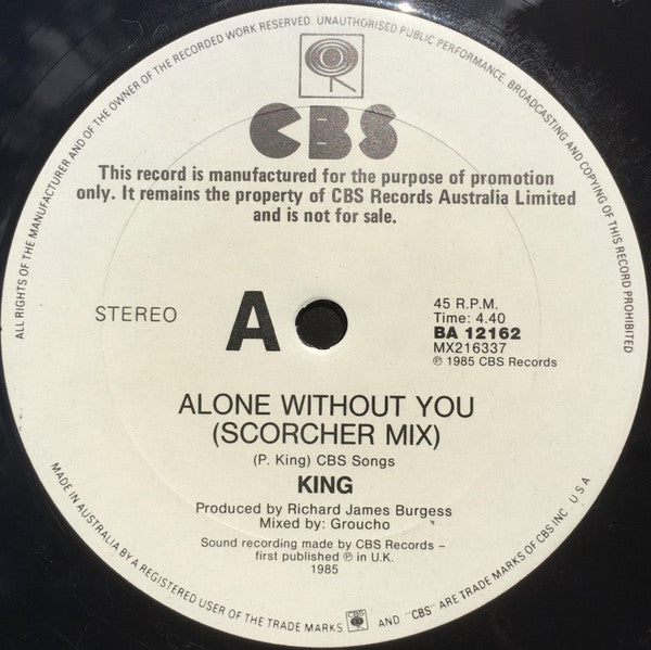 King – Alone Without You 12" vinyl record, image 3 of 4