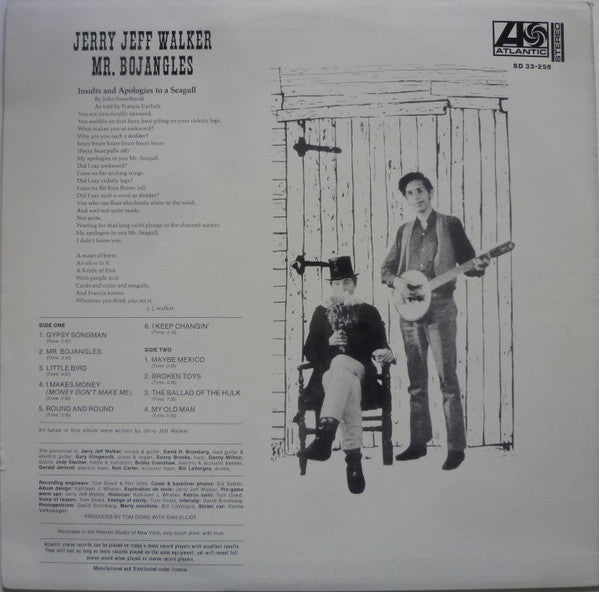 Jerry Jeff Walker – Mr. Bojangles LP vinyl record, image 2 of 5