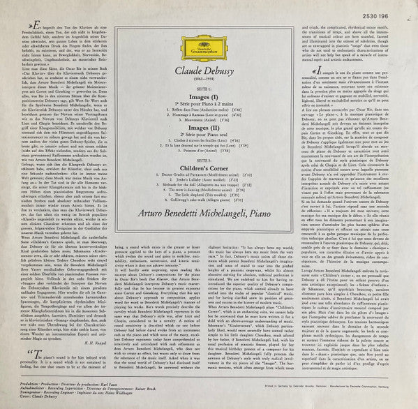Arturo Benedetti Michelangeli, Claude Debussy – Images I/II · Children's Corner LP vinyl record, image 2 of 4