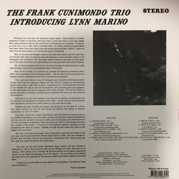 The Frank Cunimondo Trio, Lynn Marino – The Frank Cunimondo Trio Introducing Lynn Marino LP vinyl record, image 2 of 4