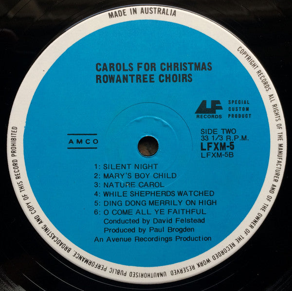 The Rowantree Choir – Carols For Christmas LP vinyl record, image 4 of 4