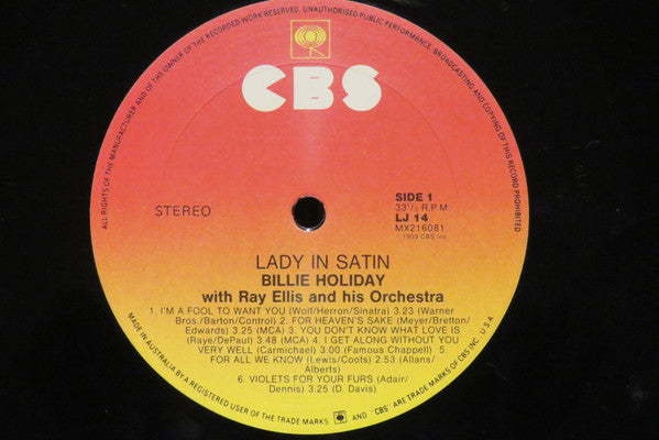 Billie Holiday, Ray Ellis And His Orchestra – Lady In Satin LP vinyl record, image 3 of 4