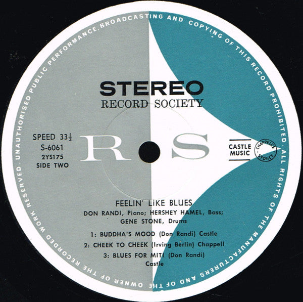 Don Randi Trio – Feelin' Like Blues LP vinyl record, image 5 of 6