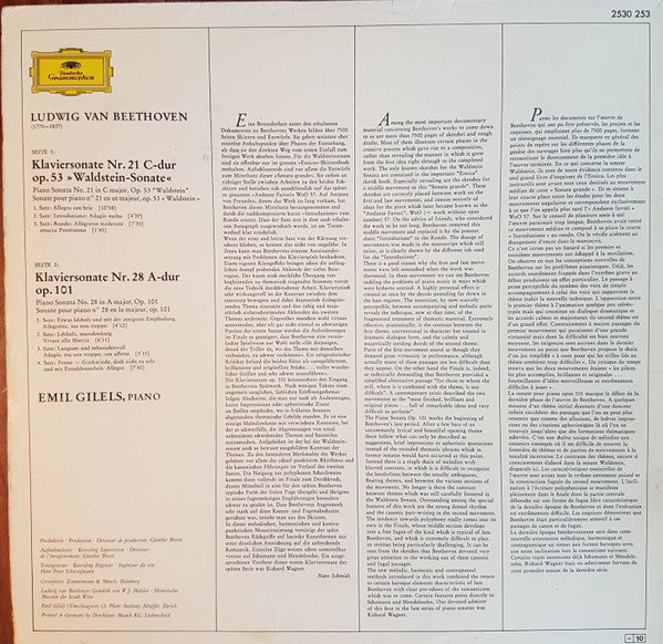 Ludwig van Beethoven, Emil Gilels – Waldsteinsonate, op. 53 / Sonate Nr. 28, Op. 101 LP vinyl record, image 3 of 5