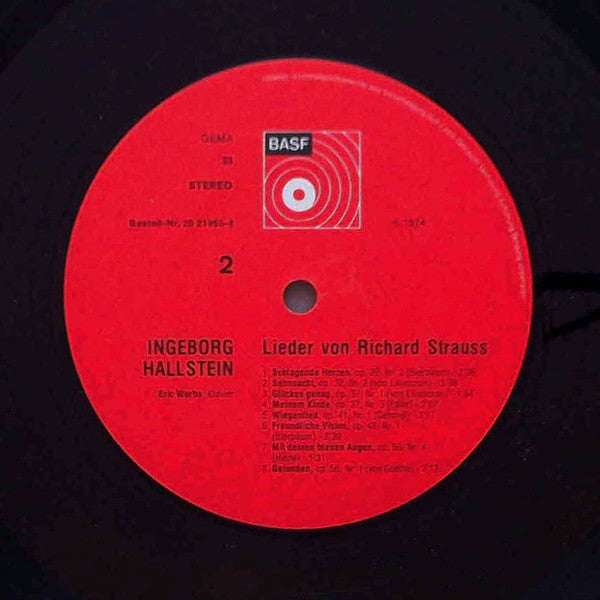 Richard Strauss, Ingeborg Hallstein, Erik Werba – Lieder LP vinyl record, image 4 of 4