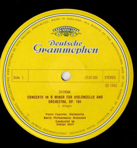 Antonín Dvořák, Pierre Fournier, George Szell, Berliner Philharmoniker – Concerto For Cello And Orchestra LP vinyl record, image 1 of 2