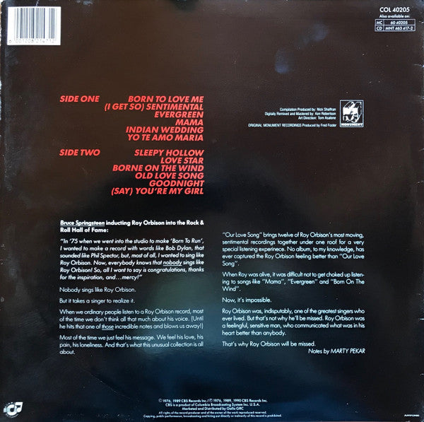 Roy Orbison – Our Love Song LP vinyl record, image 2 of 3