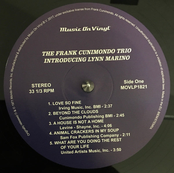 The Frank Cunimondo Trio, Lynn Marino – The Frank Cunimondo Trio Introducing Lynn Marino LP vinyl record, image 3 of 4