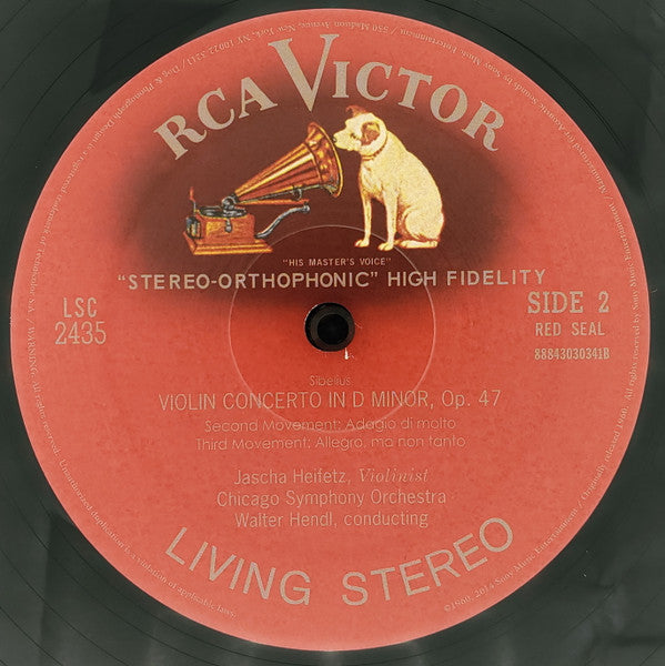 Jean Sibelius, Jascha Heifetz, Walter Hendl, Chicago Symphony Orchestra – Violin Concerto In D Minor, Op. 47 LP vinyl record, image 4 of 4