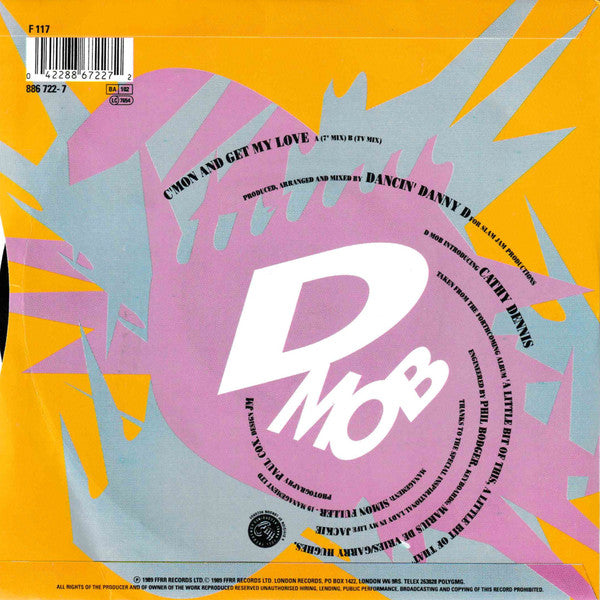D Mob, Cathy Dennis – C'mon And Get My Love 7" vinyl record, image 2 of 4