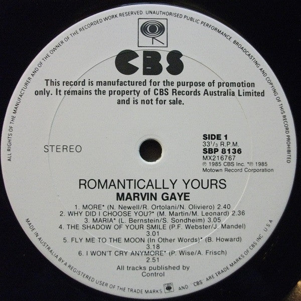 Marvin Gaye – Romantically Yours LP vinyl record, image 3 of 4
