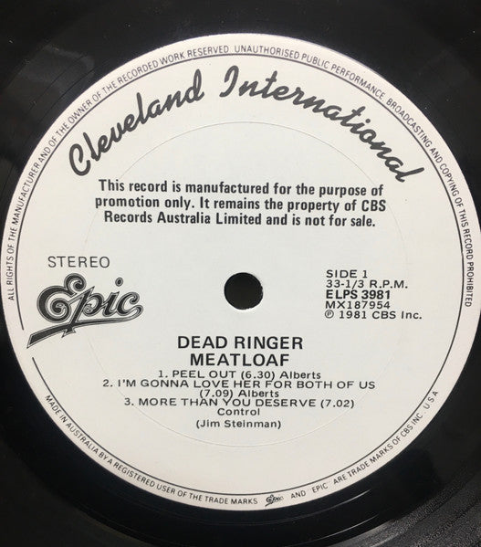 Meat Loaf – Dead Ringer LP vinyl record, image 5 of 6