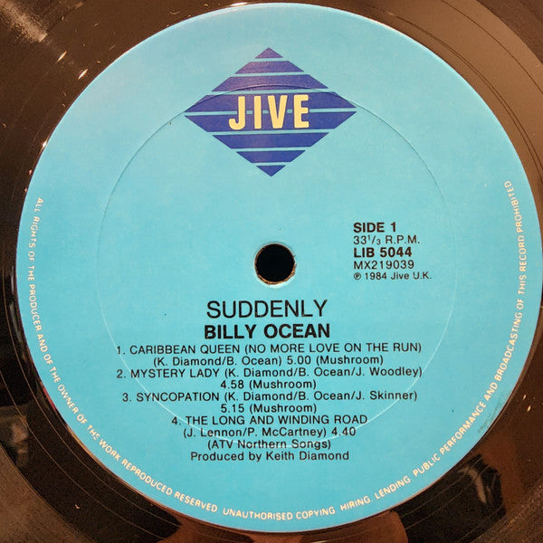 Billy Ocean – Suddenly LP vinyl record, image 3 of 4