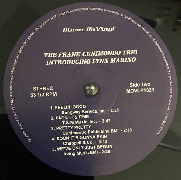 The Frank Cunimondo Trio, Lynn Marino – The Frank Cunimondo Trio Introducing Lynn Marino LP vinyl record, image 4 of 4