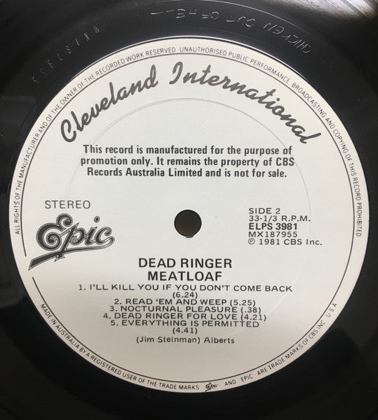 Meat Loaf – Dead Ringer LP vinyl record, image 6 of 6