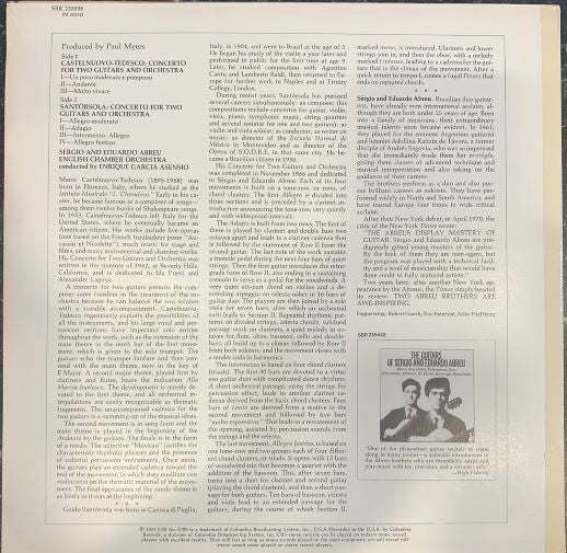 Sérgio And Eduardo Abreu, English Chamber Orchestra, Enrique Garcia Asensio – 2 Concertos For 2 Guitars By Castelnuovo-Tedesco & Santorsola LP vinyl record, image 2 of 4