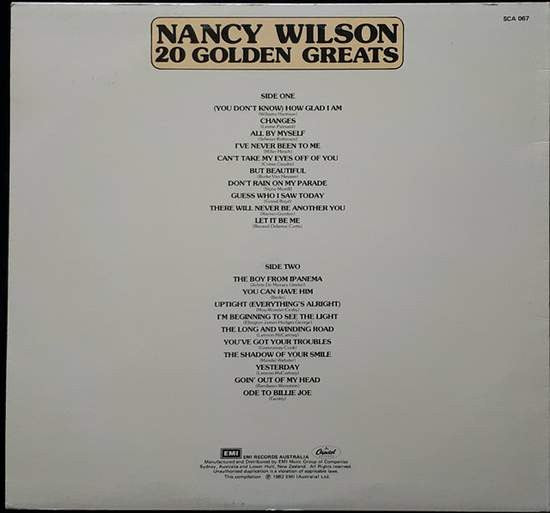 Nancy Wilson – 20 Golden Greats LP vinyl record, image 2 of 2