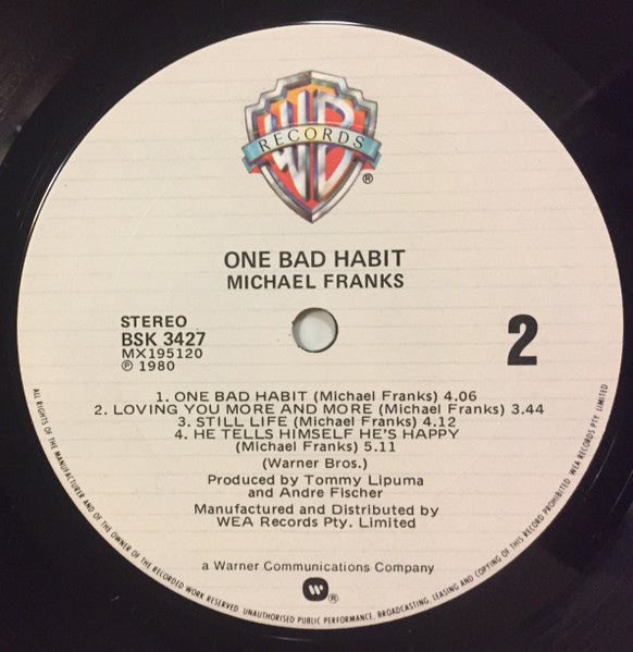 Michael Franks – One Bad Habit LP vinyl record, image 6 of 6