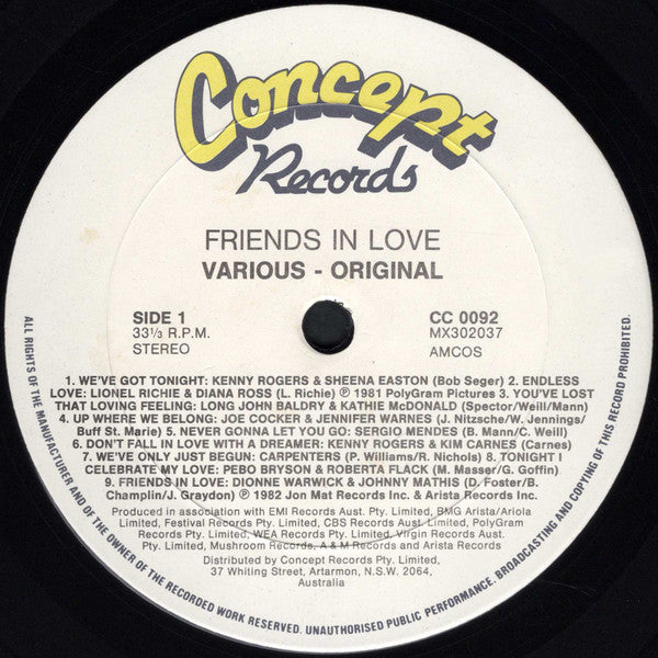 Various – Friends in Love LP vinyl record, image 3 of 4
